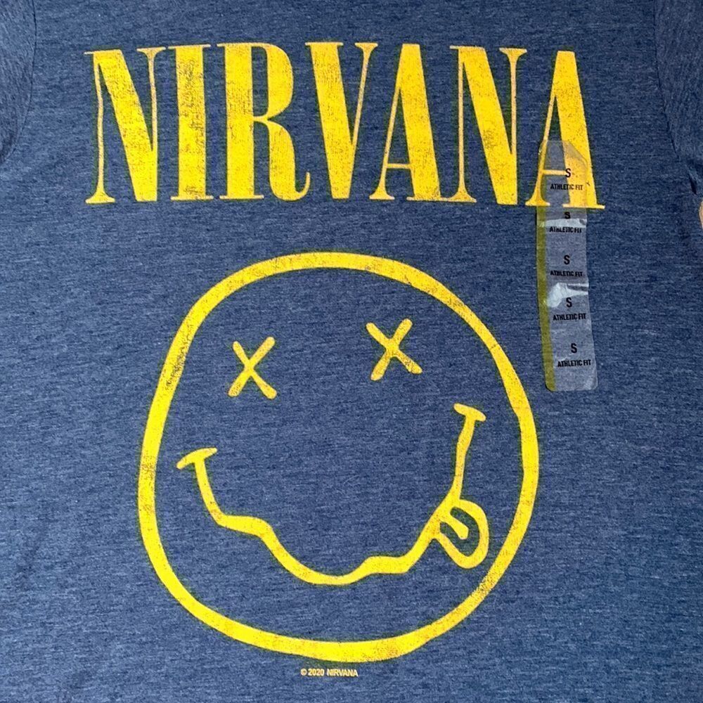 Nirvana Graphic Retro T-shirt S Athletic Fit Blue